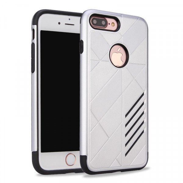 Wholesale iPhone 7 Dual Layer Armor Hybrid Case (Silver)